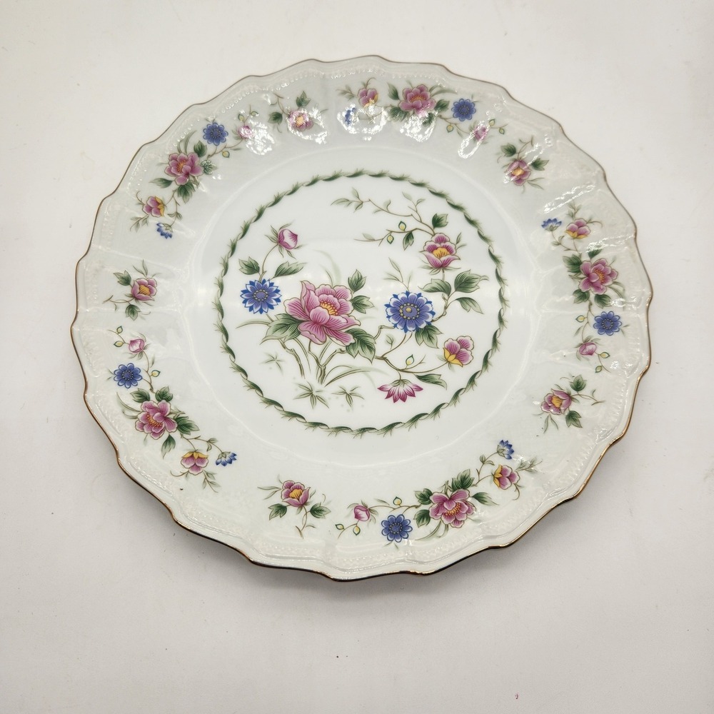 Andrea by Sadek Spring Night Fine China Dinner Plate Floral Scalloped Gold‎ Trim